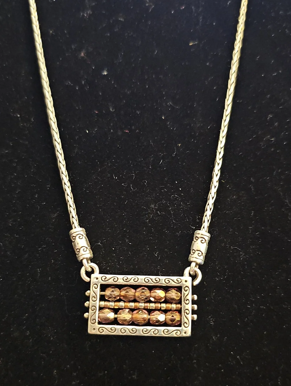 Brighton Abacus Pendant Necklace Womens S Silver Amber Beaded Vintage Style Boho
